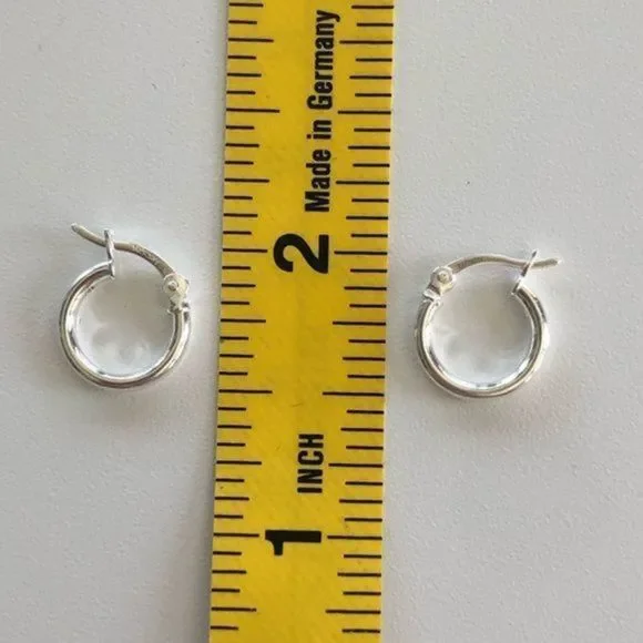 1/2 Inch Huggie Hoop 925 Sterling Silver Earrings NWT - Picture 5 of 6